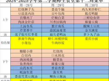 2024-2025学年第二学期师生食堂第十二周菜单
